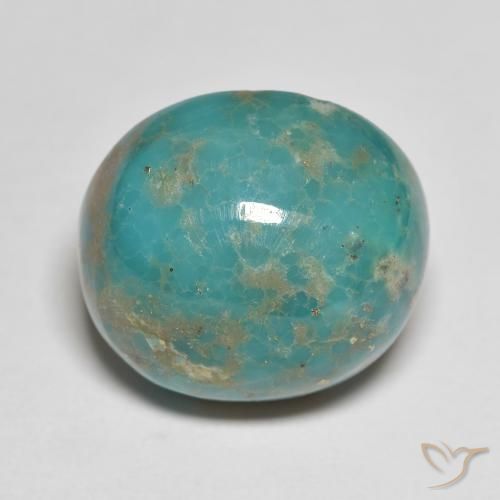 16.08 ct Blue Green Turquoise, 16.6 x 14.9 mm Oval Cut From the United States, Photo A