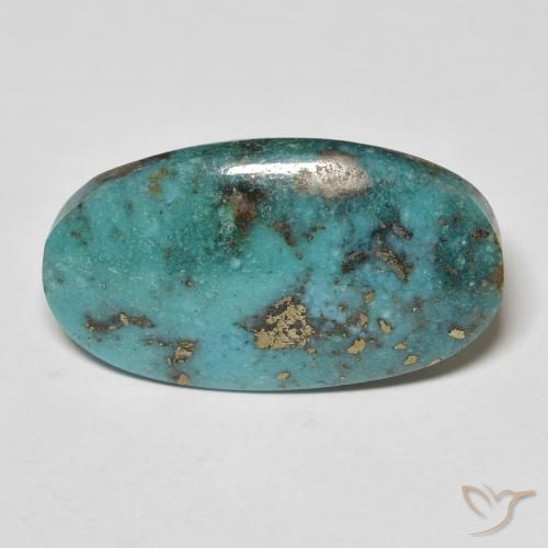 21.59 ct Blue Green Turquoise, 27.2 x 15.5 mm Oval Cut From the United States, Photo A