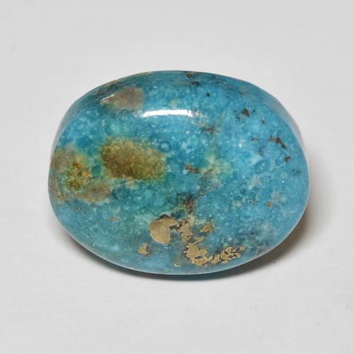 18,2 x 14,3mm Turchese taglio ovale dagli Stati Uniti, peso di 14,57 ct, pietra preziosa naturale non trattati in purezza Opaque, 1 pezzo Turchese Ovale cabochon - Colore: Blu verde, durezza Mohs di 5 - 6 , Photo A