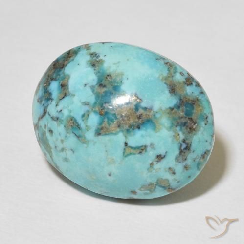 18.22 ct Turquoise Turquoise Stone, Natural Turquoise in Oval Cabochon Shape for Sale