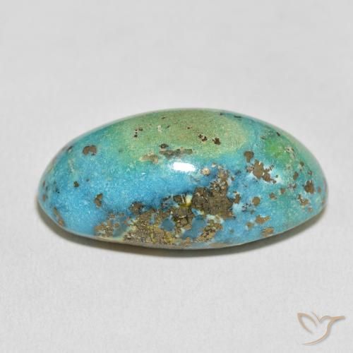 Turquoise Gemstone in 32.8 x 17.8 mm Size for Sale, Turquoise Stone in Medium Bluish Green Color