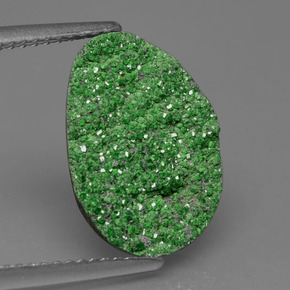 3.78 ct Green Uvarovite Garnet Drusy Gemstone, Uvarovite Garnet Drusy Gem in Fancy Crystal Cluster Shape for Sale.