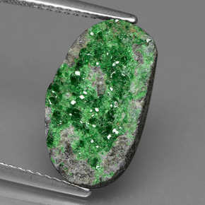 7.39 ct Green Uvarovite Garnet Drusy Gemstone, Uvarovite Garnet Drusy Gem in Fancy Crystal Cluster Shape for Sale.