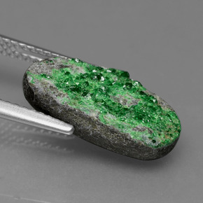 Uvarovite Garnet Drusy Gemstone in 15.8 x 9.4 mm Size for Sale, Uvarovite Garnet Drusy Stone in Green Color