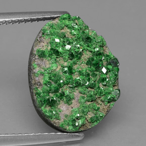 9.86 ct Green Uvarovite Garnet Drusy Gemstone, Uvarovite Garnet Drusy Gem in Fancy Crystal Cluster Shape for Sale.
