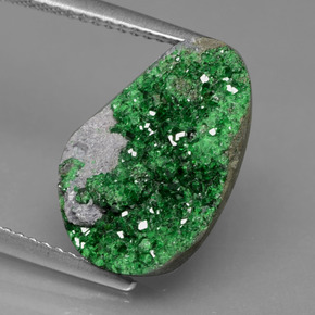 6.64 ct Green Uvarovite Garnet Drusy Gemstone, Uvarovite Garnet Drusy Gem in Fancy Crystal Cluster Shape for Sale.