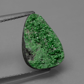 4.86 ct Green Uvarovite Garnet Drusy Gemstone, Uvarovite Garnet Drusy Gem in Fancy Crystal Cluster Shape for Sale.