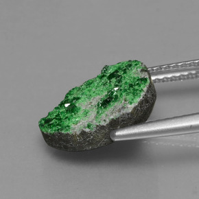 Uvarovite Garnet Drusy Gemstone in 12.4 x 11.4 mm Size for Sale, Uvarovite Garnet Drusy Stone in Deep Earthy Green Color