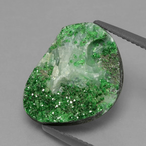8.99 ct Green Uvarovite Garnet Drusy Gemstone, Uvarovite Garnet Drusy Gem in Fancy Crystal Cluster Shape for Sale.