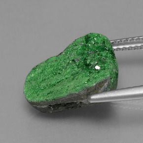 Uvarovite Garnet Drusy Gemstone in 14.3 x 14.1 mm Size for Sale, Uvarovite Garnet Drusy Stone in Deep Earthy Green Color