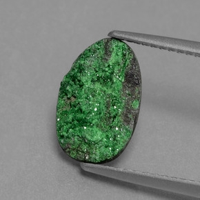 2.43 ct Green Uvarovite Garnet Drusy Gemstone, Uvarovite Garnet Drusy Gem in Fancy Crystal Cluster Shape for Sale.