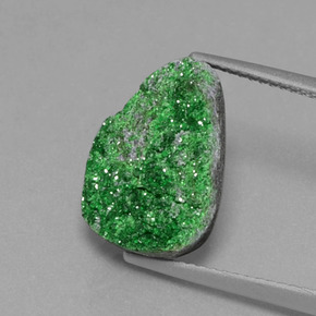 8.29 ct Green Uvarovite Garnet Drusy Gemstone, Uvarovite Garnet Drusy Gem in Fancy Crystal Cluster Shape for Sale.