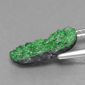 Uvarovite Garnet Drusy Gemstone in 14 x 6.8 mm Size for Sale, Uvarovite Garnet Drusy Stone in Green Color