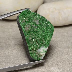 19.52 ct Green Uvarovite Garnet Drusy Gemstone, Uvarovite Garnet Drusy Gem in Fancy Crystal Cluster Shape for Sale.