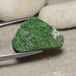 19.52 ct Green Uvarovite Garnet Drusy Stone, Natural Uvarovite Garnet Drusy in Fancy Crystal Cluster Shape for Sale