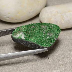 Uvarovite Garnet Drusy Gemstone in 23 x 14.8 mm Size for Sale, Uvarovite Garnet Drusy Stone in Deep Earthy Green Color