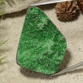 49.48 ct Green Uvarovite Garnet Drusy Gemstone, Uvarovite Garnet Drusy Gem in Fancy Crystal Cluster Shape for Sale.