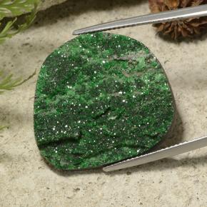 34.35 ct Green Uvarovite Garnet Drusy Stone, Natural Uvarovite Garnet Drusy in Fancy Crystal Cluster Shape for Sale