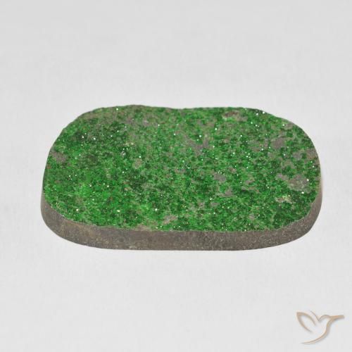 Uvarovite Garnet Drusy Gemstone in 37.6 x 26 mm Size for Sale, Uvarovite Garnet Drusy Stone in Intense Green Color