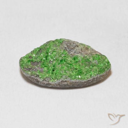 Uvarovite Garnet Drusy Gemstone in 18.8 x 12.9 mm Size for Sale, Uvarovite Garnet Drusy Stone in Electric Green Color