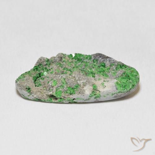 Uvarovite Garnet Drusy Gemstone in 27.7 x 14.2 mm Size for Sale, Uvarovite Garnet Drusy Stone in Deep Earthy Green Color