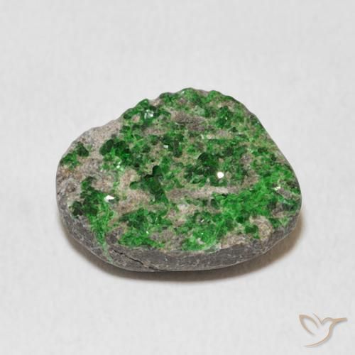 Uvarovite Garnet Drusy Gemstone in 13 x 13 mm (calibrated) Size for Sale, Uvarovite Garnet Drusy Stone in Deep Earthy Green Color