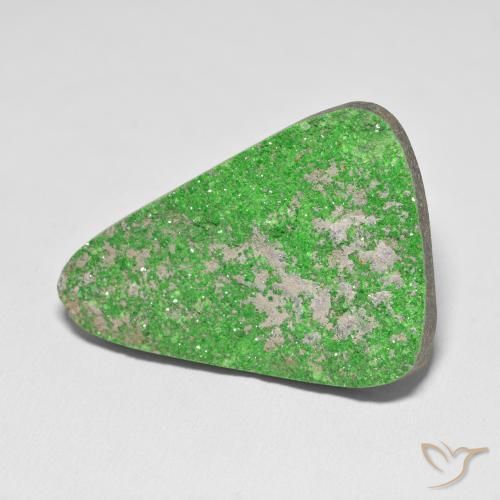 52.58 ct Green Uvarovite Garnet Drusy Stone, Natural Uvarovite Garnet Drusy in Trillion Crystal Cluster Shape for Sale