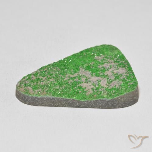 Uvarovite Garnet Drusy Gemstone in 38.5 x 28.3 mm Size for Sale, Uvarovite Garnet Drusy Stone in Green Color