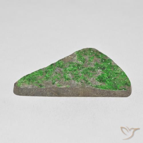 Uvarovite Garnet Drusy Gemstone in 43.6 x 25.5 mm Size for Sale, Uvarovite Garnet Drusy Stone in Lime Green Color