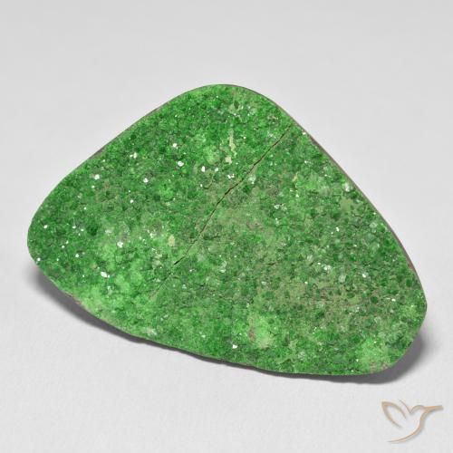 74.64 ct Green Uvarovite Garnet Drusy Stone, Natural Uvarovite Garnet Drusy in Fancy Crystal Cluster Shape for Sale