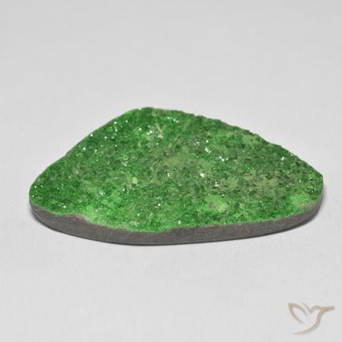 Uvarovite Garnet Drusy Gemstone in 44.6 x 28.9 mm Size for Sale, Uvarovite Garnet Drusy Stone in Green Color