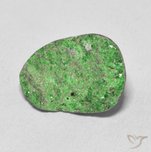 10.99 ct Green Uvarovite Garnet Drusy Stone, Natural Uvarovite Garnet Drusy in Fancy Crystal Cluster Shape for Sale