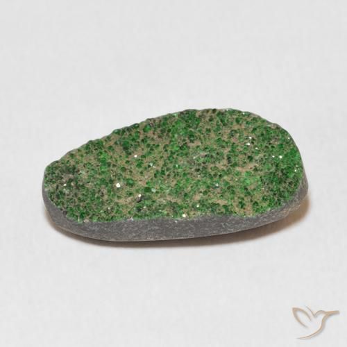 Uvarovite Garnet Drusy Gemstone in 19.1 x 11.3 mm Size for Sale, Uvarovite Garnet Drusy Stone in Pine Green Color
