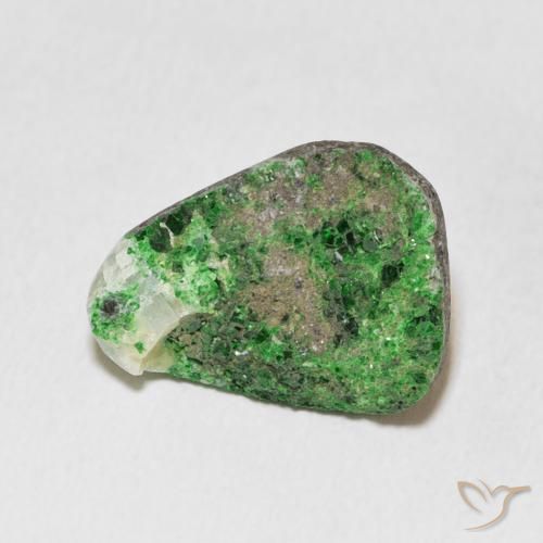 11.91 ct Green Uvarovite Garnet Drusy Stone, Natural Uvarovite Garnet Drusy in Trillion Crystal Cluster Shape for Sale