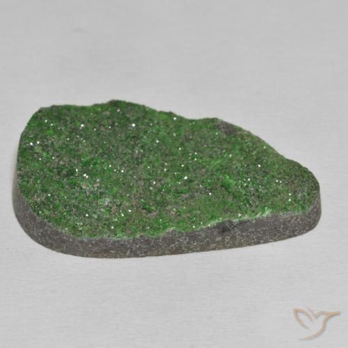 Uvarovite Garnet Drusy Gemstone in 35.2 x 23.9 mm Size for Sale, Uvarovite Garnet Drusy Stone in Pine Green Color