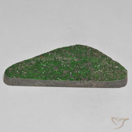 Uvarovite Garnet Drusy Gemstone in 50.2 x 23.8 mm Size for Sale, Uvarovite Garnet Drusy Stone in Deep Green Color