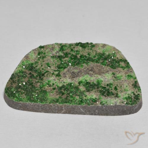 Uvarovite Garnet Drusy Gemstone in 41.5 x 28.5 mm Size for Sale, Uvarovite Garnet Drusy Stone in Pine Green Color