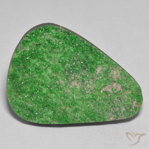 55.63ct Natural Lime Green Uvarovite Garnet Drusy, Trillion, Opaque