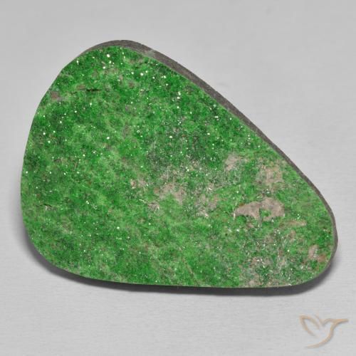 55.63 ct Green Uvarovite Garnet Drusy Stone, Natural Uvarovite Garnet Drusy in Trillion Crystal Cluster Shape for Sale