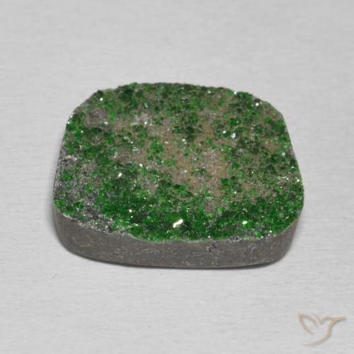 Uvarovite Garnet Drusy Gemstone in 16 x 16 mm (calibrated) Size for Sale, Uvarovite Garnet Drusy Stone in Deep Green Color