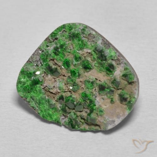 12.73 ct Green Uvarovite Garnet Drusy Stone, Natural Uvarovite Garnet Drusy in Fancy Crystal Cluster Shape for Sale