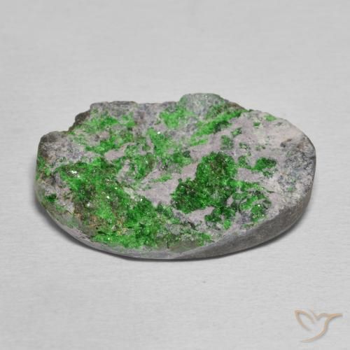 Uvarovite Garnet Drusy Gemstone in 24.7 x 17 mm Size for Sale, Uvarovite Garnet Drusy Stone in Lime Green Color