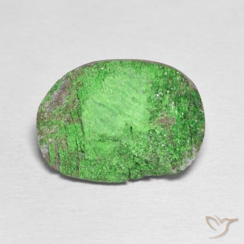 14.79ct Natural Medium Green Uvarovite Garnet Drusy, Oval, Opaque