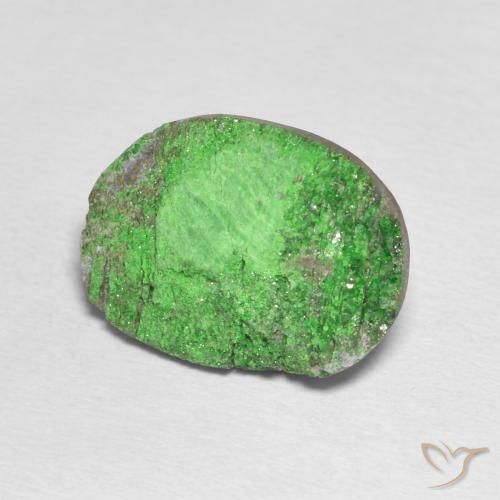 14.79 ct Green Uvarovite Garnet Drusy Stone, Natural Uvarovite Garnet Drusy in Oval Crystal Cluster Shape for Sale