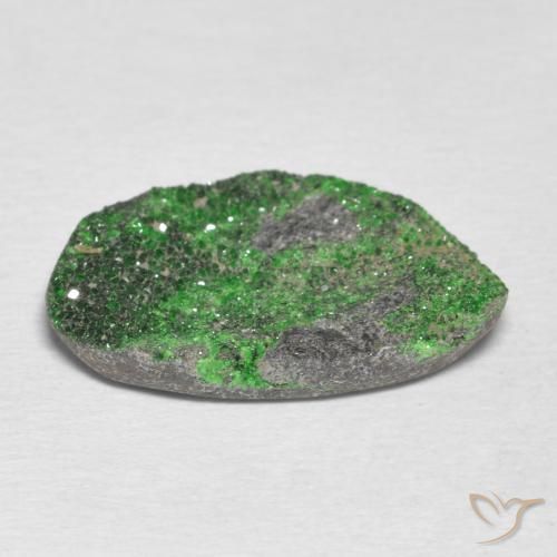 Uvarovite Garnet Drusy Gemstone in 18 x 12.1 mm Size for Sale, Uvarovite Garnet Drusy Stone in Lime Green Color