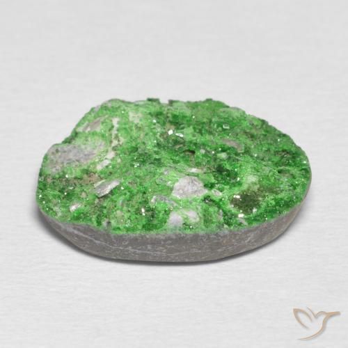 Uvarovite Garnet Drusy Gemstone in 16.2 x 13.8 mm Size for Sale, Uvarovite Garnet Drusy Stone in Bright Green Color