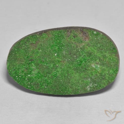 50.46ct Natural Green Uvarovite Garnet Drusy, Oval, Opaque