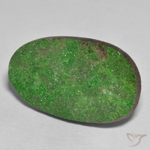50.46 ct Green Uvarovite Garnet Drusy Stone, Natural Uvarovite Garnet Drusy in Oval Crystal Cluster Shape for Sale