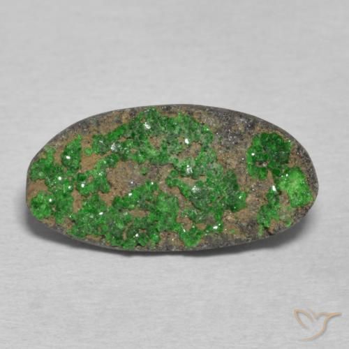 7.42ct Natural Deep Green Uvarovite Garnet Drusy, Oval, Opaque