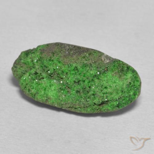 13.25 ct Green Uvarovite Garnet Drusy Stone, Natural Uvarovite Garnet Drusy in Oval Crystal Cluster Shape for Sale